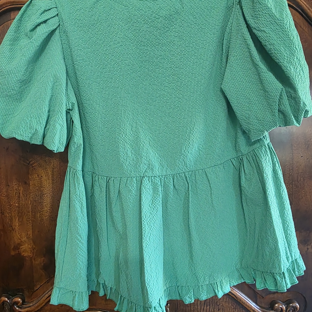 JODIFL Teal Puff Sleeve Blouse - Picture 3 of 3